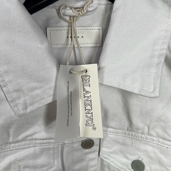 Blank NYC White Denim Rhinestones Fringe Jacket NWT S - Picture 8 of 16